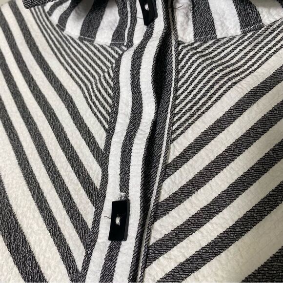 Vintage Moonlight Asymmetrical Striped Button Front Tunic Blouse Women's Size M. - Picture 12 of 16